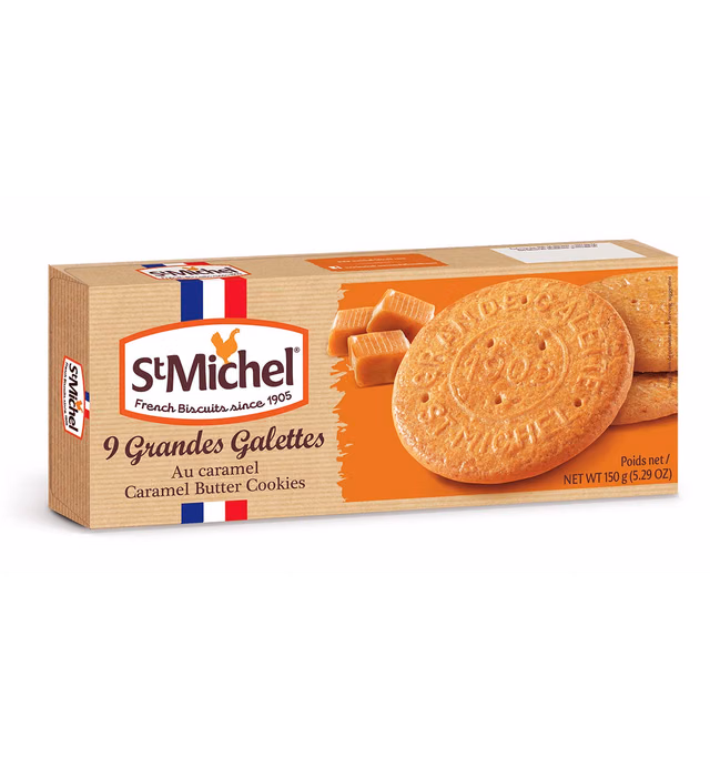 St Michel La Grande Galette Butter Cookies, Caramel, 5.29 Ounce