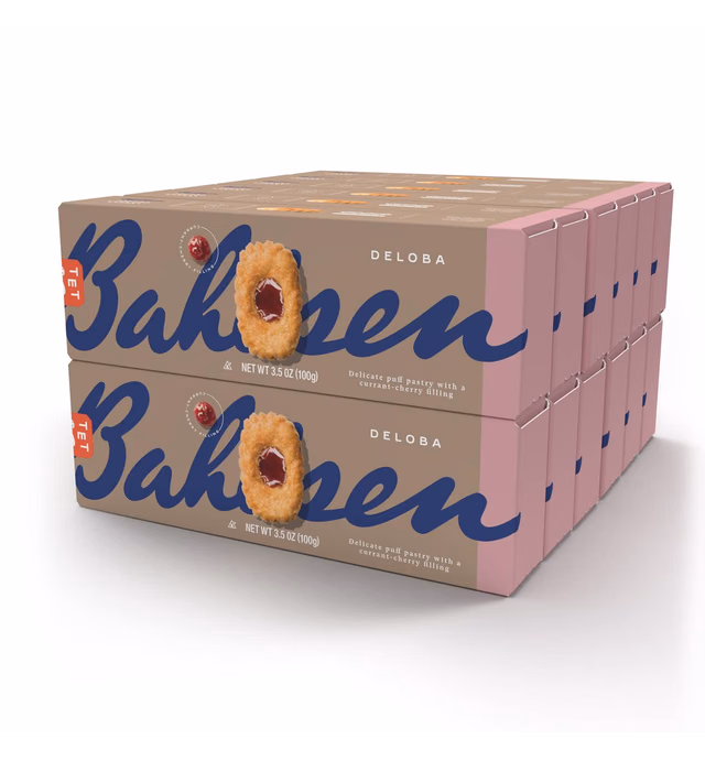 Bahlsen Deloba Red Currant Cookies (12 boxes) - Sweet & delicate, buttery puff pastries with light crispy layers and red currant filling - 3.5 oz boxes