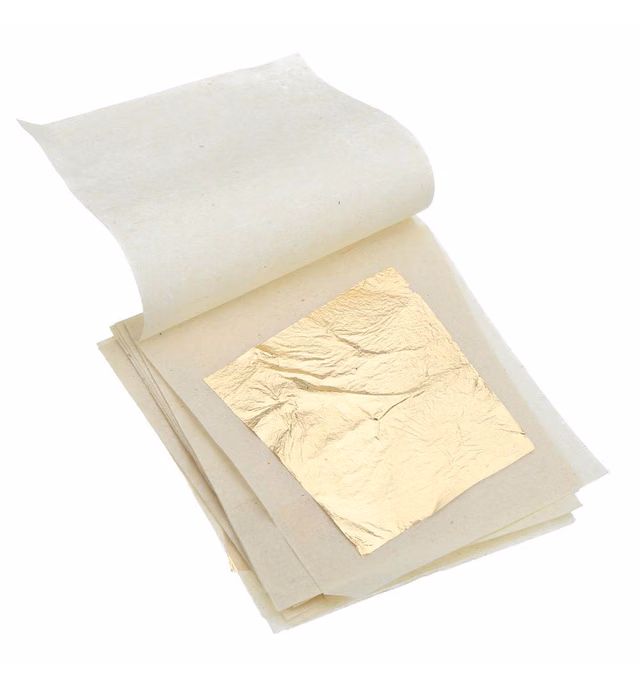 Genuine 24 Karat Edible Gold Leaf Sheets from Germany (10 Pure Edible 24K Gold Leaves - Size: 1.7×1.7 inch) - Elevate Cake Decorations, Gold Gilded Desserts - Highest Food Grade