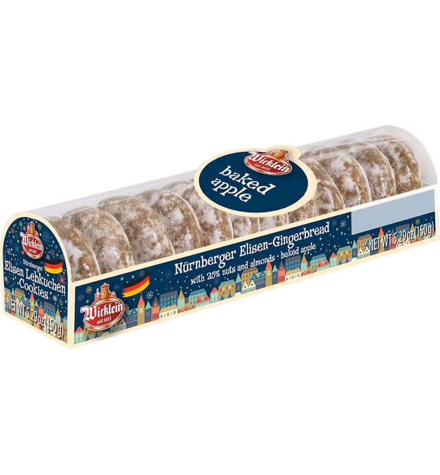 Wicklein Mini Elisen Lebkuchen Baked Apple - German Holiday Cookie, 25% Nuts, 5.3 oz