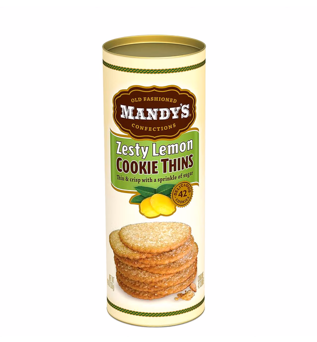 Mandy's Cookie Thins, Zesty Lemon, 4.6 Ounce (Pack of 6)