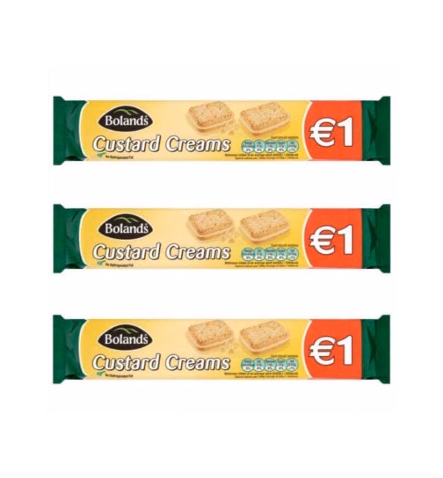 Bolands Custard Creams, 3 bag pack, 125g per pack