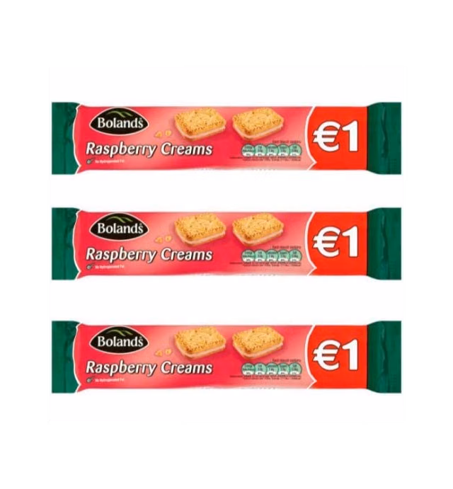 Bolands Raspberry Creams, Irish Cookies Biscuits, 3 pack, 125g each bag.