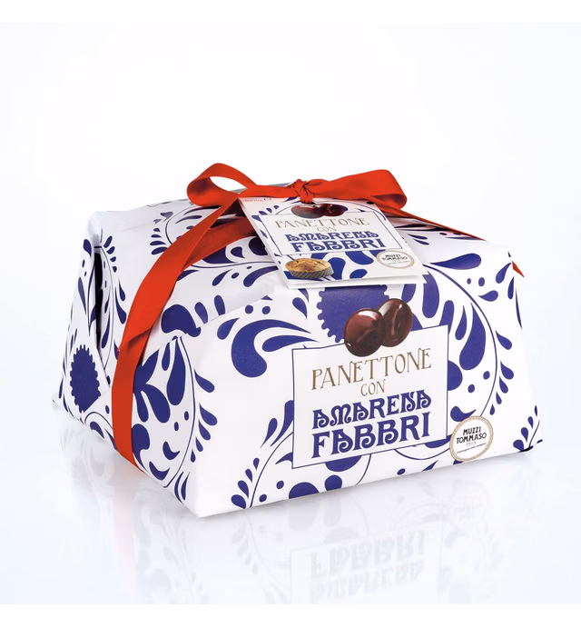 Amarena Fabbri Cherries Panettone by Tommaso Muzzi, Made in Italy 2.2 Pounds