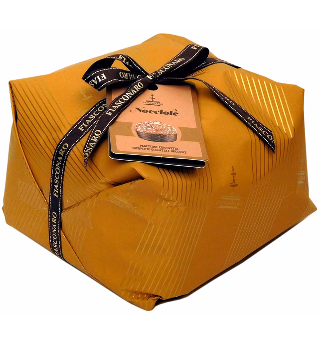 Fiasconaro Traditional Italian Nocciole Hazelnut Panettone Holiday Bread Cake, 2.2 Pound (1000 Gram) Hand Wrapped, Imported From Italy