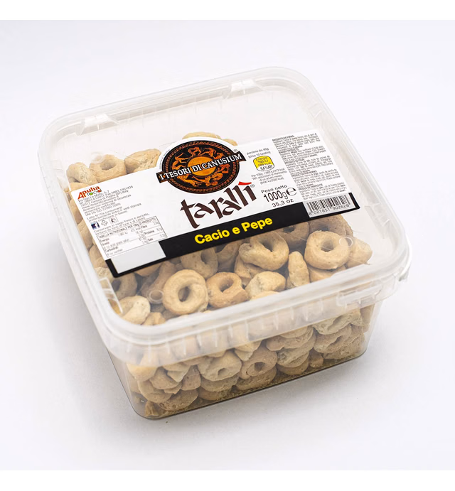 I Tesori di Canusium: "Cacio e Pepe" Italian Taralli, Cheese and Pepper Taste - 35.3 Ounces (1000gr) Package [ Italian Import ]