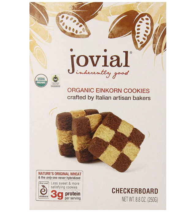 Jovial Organic Einkorn Checkerboard Cookies - Organic Cookies, High Protein, Fair Trade Certified, All Natural Ingredients, Low Carb, Low Sugar, Palm Done Right - 8.8 Oz