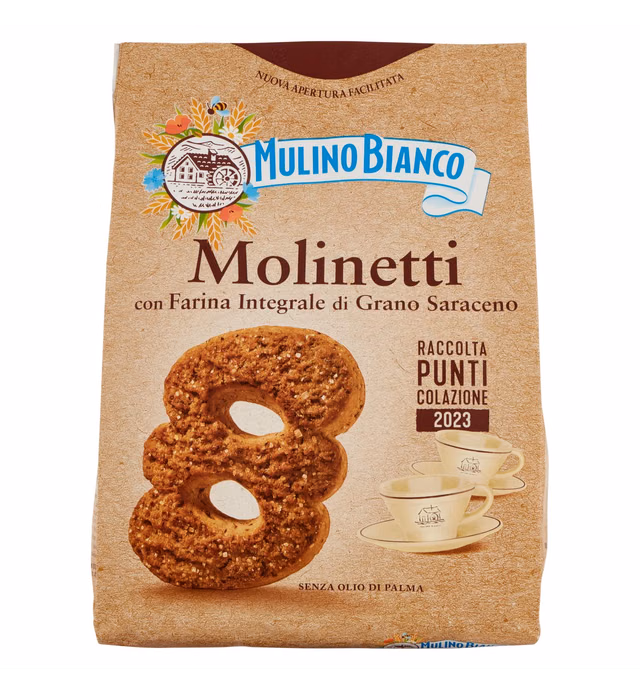 Mulino Bianco: "Molinetti" Shortbread cookies with flour buckwheat and brown sugar - 28.21 Oz (800g) [ Italian Import ]