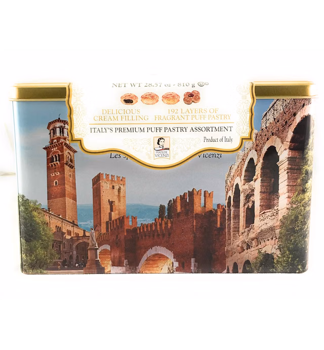 Matilde Vicenzi VERONA Puff Pastry Assorment Cookies Tin 28.57oz