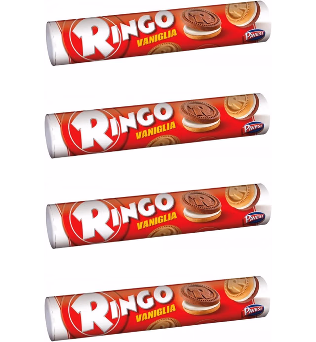 Pavesi: "Ringo" Vanilla Biscuits portions with 18 biscuits - 5.82 Oz (165g) Pack of 4