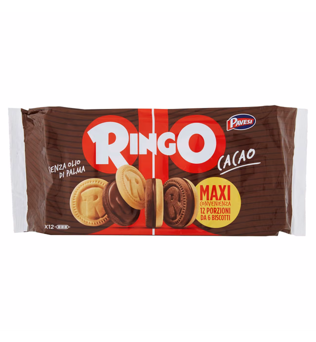Pavesi:"Ringo" Cacao Biscuits 12 portions with 6 biscuits - 23.28 Oz (660g)