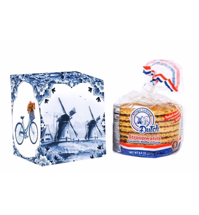 Finger Licking Dutch - Authentic Caramel Stroopwafels Made in Netherlands - Office Snacks - Gift Box - Non-GMO - 0 Trans Fat - Traditional Recipe - Christmas Cookies - Holiday Gifts - Gift For All Ages - 8 Counts