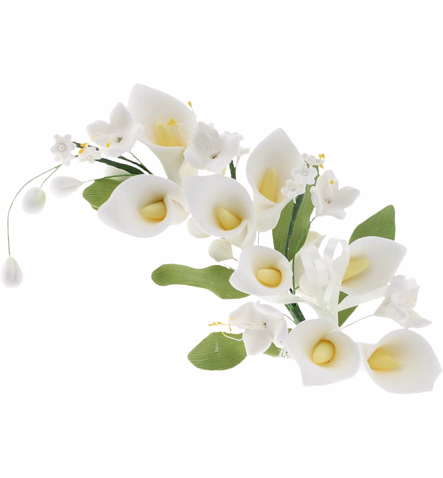 Global Sugar Art Calla Lily Cascade Sugar Cake Flowers Spray, White, 1Count by Chef Alan Tetreault