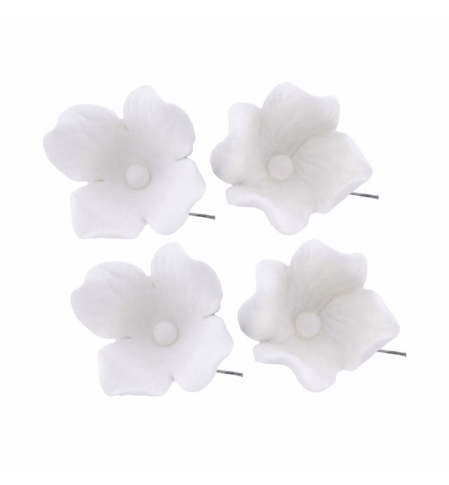 Global Sugar Art Hydrangea Blossom Sugar Cake Flowers, White with wire, 36 Count by Chef Alan Tetreault