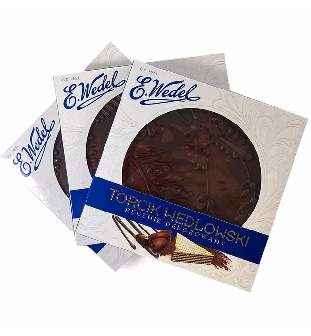 Torcik Wedlowski, Polish Wafer Cake with Dark Chocolate by Wedel (Pack of 3)