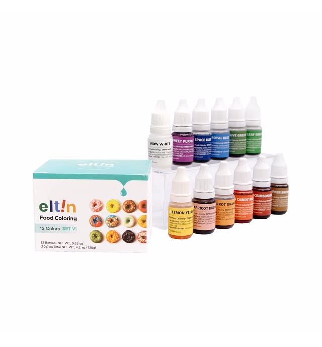 Eltin Food Coloring SET V1 - Gel Food Coloring Liquid For Baking | Edible Food Dye Coloring For Cake Decorating, Cookie Decorating, Slime | Easter, Christmas, Halloween Food Coloring Gel | Vegan Gel Food Coloring Set (12 Colors, 0.35oz/ea)