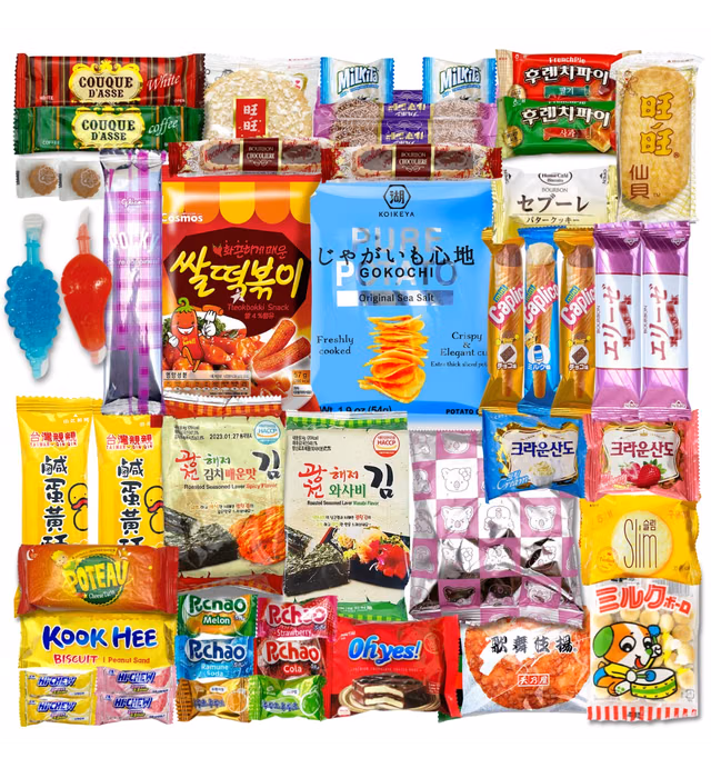 Korean and Japanese Snack Box (45 Count) - Variety Assortment of Japanese Snacks and Korean Snacks chips cookie Treats for Kids Children College Students Adult Gift