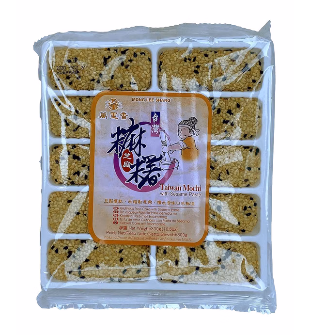 Mong Lee Shang Sesame Paste Mochi, Mochi Rice Cake, 10.5oz, 10 pieces, Pack of 1