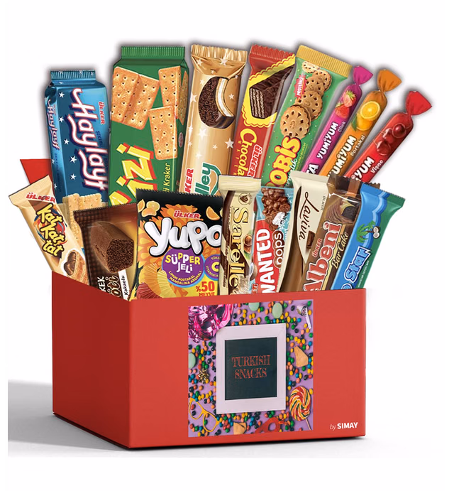 Troy International Snack Box, Foreign and Exotic Snacks Included European Chocolates, Candy, Cookies, Snacks Variety Pack for Adults and Kids, Turkish Snacks Box, Foreign Candy Gift Box, Healthy Snacks Box from Around the World. 1.7 Lb.