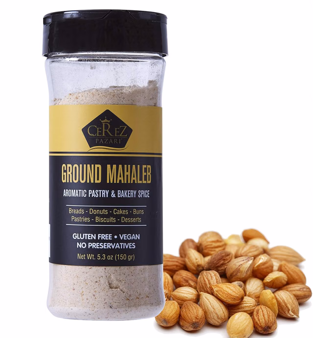 Cerez Pazari Ground Mahlab 150gr- 5.3oz- Mahlepi -Prunus Mahaleb -Mahlep -Mahleb Large Bottle, %100 Natural, Premium Quality, No Additives or Preservatives, Aromatic Traditional Spice for Pastry and Baking