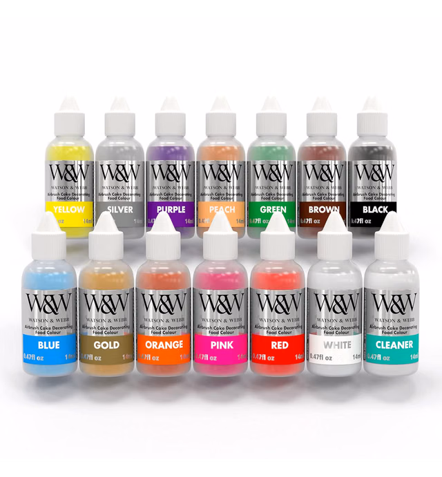 Airbrush Food Coloring Set - 13 x .35 fl.oz Bottles - Gluten Nut & Lactose Free. Vegan - Non-Clogging Edible Paints for Decorating Cupcakes, Sweets, Chocolate, Cakes, Donuts, Cookies & Biscuit Bakes.