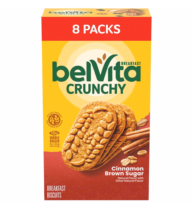 belVita Cinnamon Brown Sugar Breakfast Biscuits, 8 Packs (4 Biscuits Per Pack)