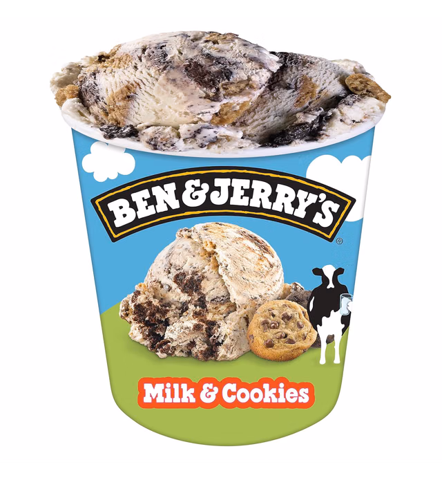 Ben & Jerry's Milk & Cookies Vanilla Ice Cream Pint Non-GMO 16 oz