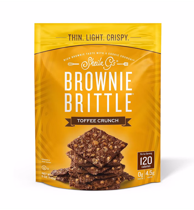Sheila G's Brownie Brittle Low Calorie, Sweets & Treats Dessert, Healthy Chocolate, Thin Sweet Crispy Snack - Rich Brownie Taste with a Cookie Crunch - Toffee Crunch, 5 Ounce (Pack of 6)