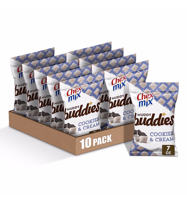 Chex Mix Muddy Buddies, Cookies and Cream Snack Mix, 7 oz (Pack of 10)