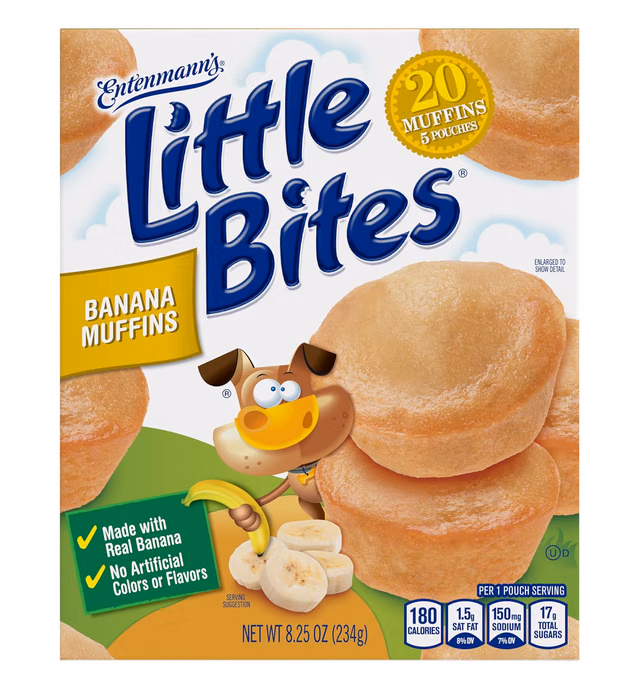 Entenmann's Little Bites Banana Muffins, Made with Real Bananas, 5 pouches