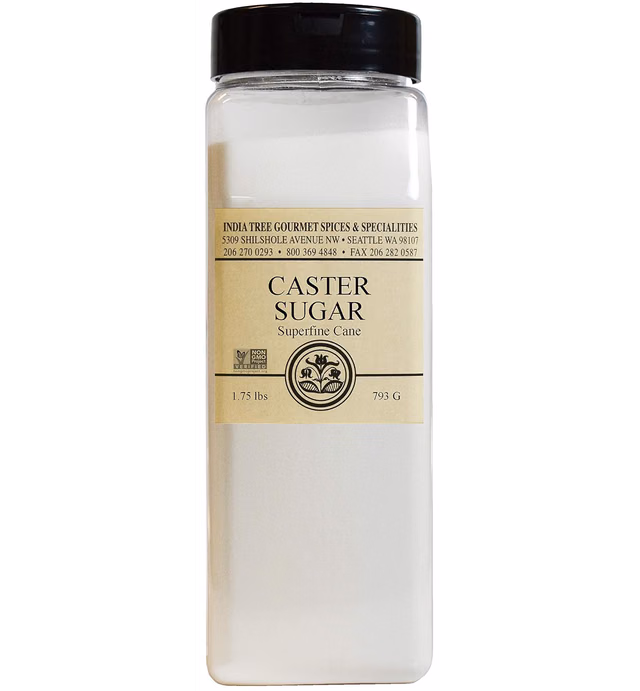 India Tree Superfine Caster Sugar, 1.75 Pound, Fine Sugar for Cakes, Meringues, Custards, Mouses, Iced Tea & Fruit