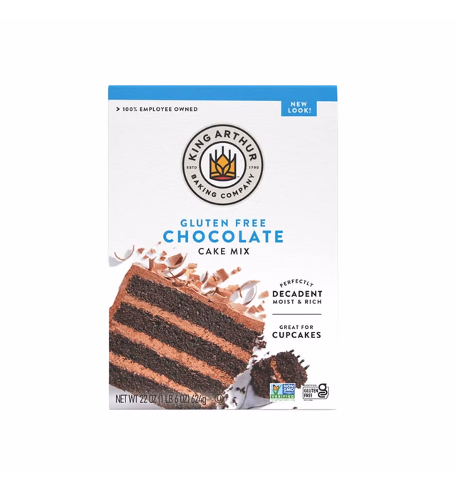 King Arthur, Gluten-Free Chocolate Cake Mix, Gluten-Free, Non-GMO Project Verified, Certified Kosher, Non-Dairy, 22 Ounces