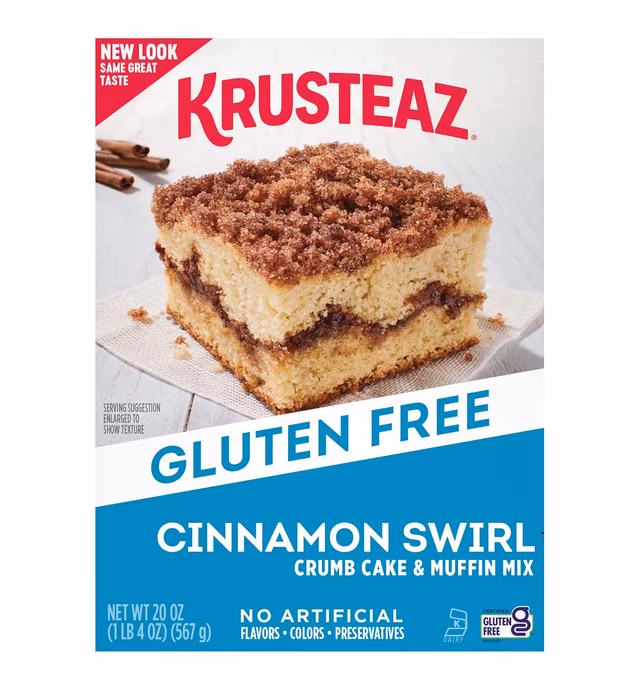 Krusteaz Gluten Free Cinnamon Swirl Crumb Cake & Muffin Mix, 20 oz Boxes (Pack of 8)