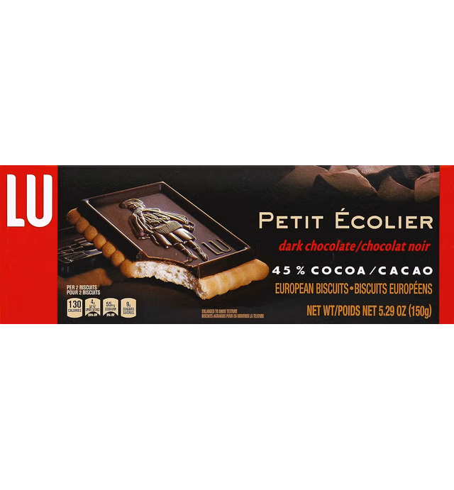 Lu Petit Ecolier European Dark Chocolate Biscuit Cookies, 45% Cocoa, 5.3 oz