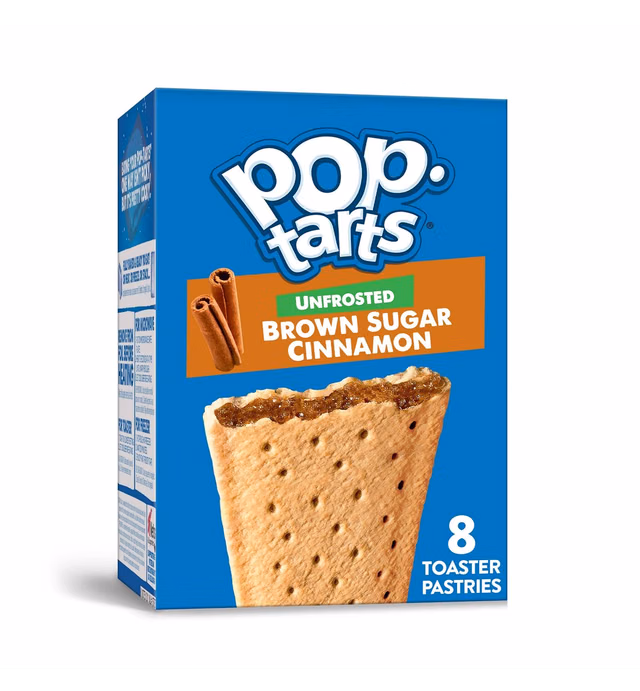 Pop-Tarts Toaster Pastries, Breakfast Foods, Kids Snacks, Unfrosted Brown Sugar Cinnamon, 13.5oz Box (8 Pop-Tarts)