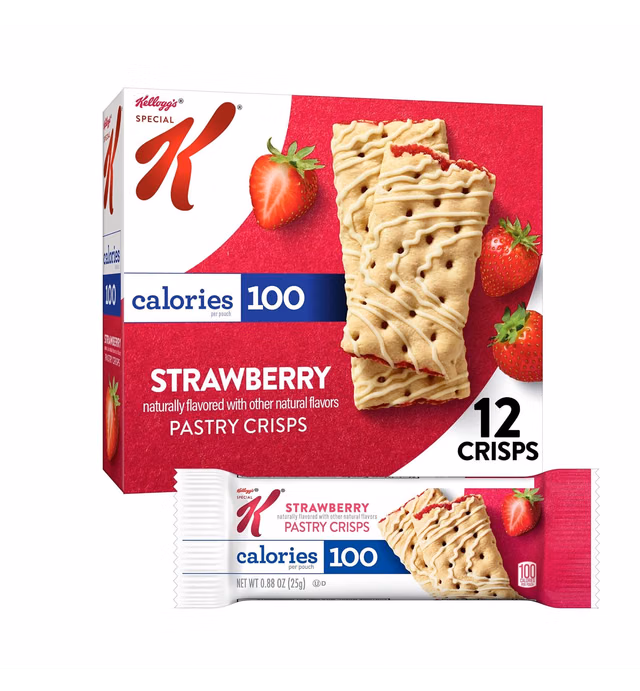 Special K Pastry Crisps, 100 Calorie Snacks, Breakfast Bars, Strawberry, 5.28oz Box (12 Crisps)