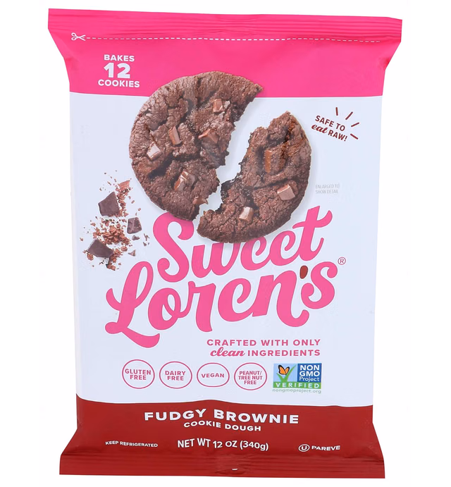 SWEET LORENS RFG FUDGY BROWNIES COOKIE DOUGH PLASTIC BAG 12 OZ - 0865458000131