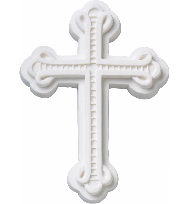DECOPAC Ornate Cross Sugar Gum Paste Cake Topper, White Mold Decoration to Create Outstanding Easter or Other Religious Celebration Cakes, Non-Edible Food-Safe - Pack of 3