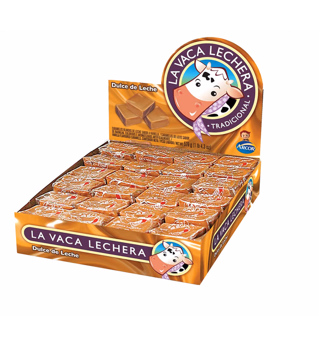 LA VACA LECHERA Caramelos Blandos de Dulce de Leche 576 gr. | Soft Caramel Candy 20.31 oz.- Box of 48.
