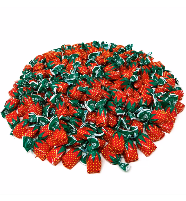 Strawberry Filled Hard Candy - 3 lbs - Classic Strawberry Flavored Bon Bons Filled with Chewy Strawberry Candy - Bulk American Vintage Candy Assortment - Individually Wrapped, 48 oz.