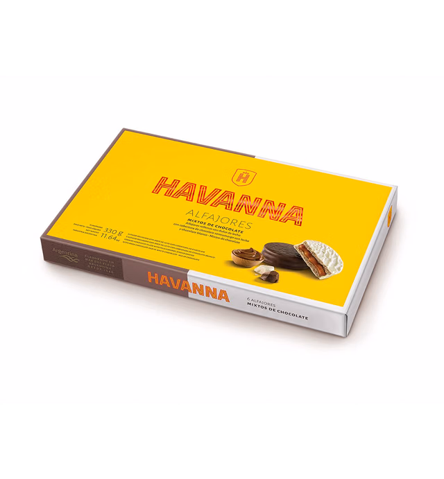 Alfajores Havanna Mixtos Chocolate Negro y & Choc.Blanco c/ dulce de leche x 6