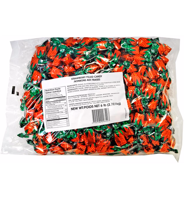 SweetGourmet Arcor Strawberry Buds Filled Bon Bon Hard Candy, 6lb