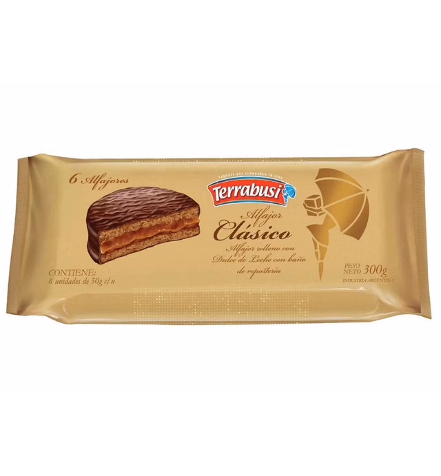 Alfajores Terrabusi (Chocolate Relleno con Dulce de Leche, 300 gr.)