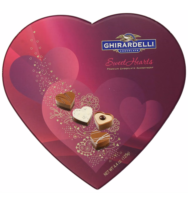 Ghirardelli Valentines Day Sweethearts Heart Shaped Box Gift, 4.4 Ounce