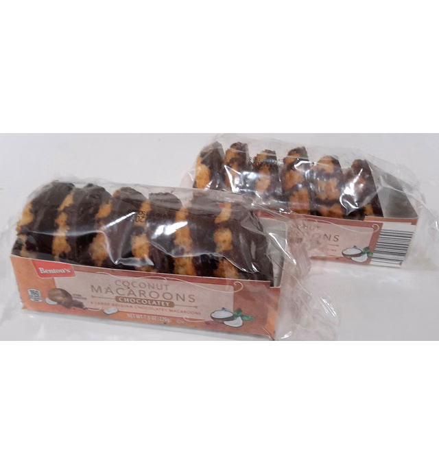 2 Pack Benton's Coconut Macaroons Chocolatey, 6 Large Belgian Chocolatey Macaroons -