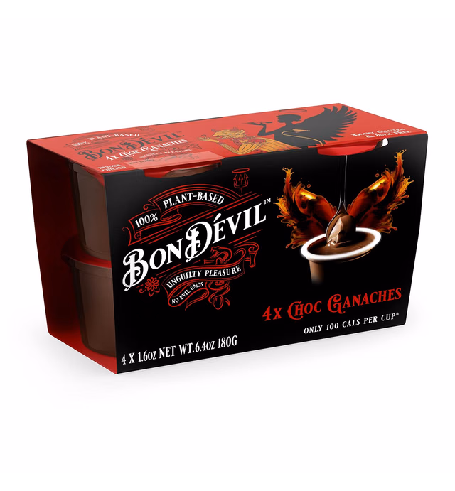 Bon Dévil Chocolate Ganache Dessert, Non-GMO, Vegan, Gluten Free, 4 Pack, 6.4 oz