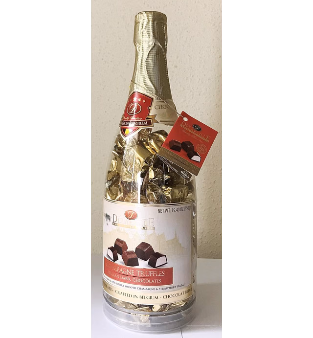 DELAFAILLE CHAMPAGNE TRUFFLES FILLED DARK CHOCOLATES Gift Bottle Net Weight 19.40 OZ