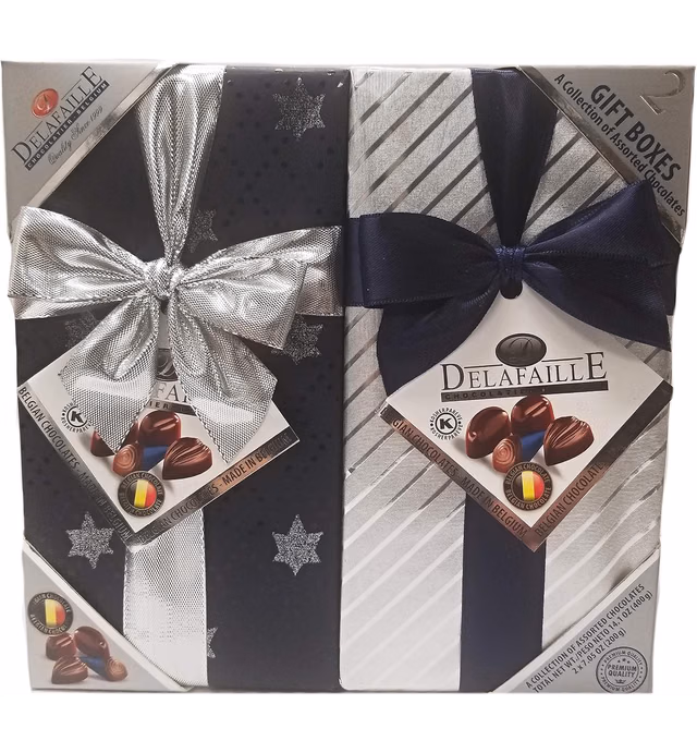 Delafaille Premium Belgian Kosher/Vegan Assorted Chocolates Gift Boxes - 2 Pack (14.1 oz.)