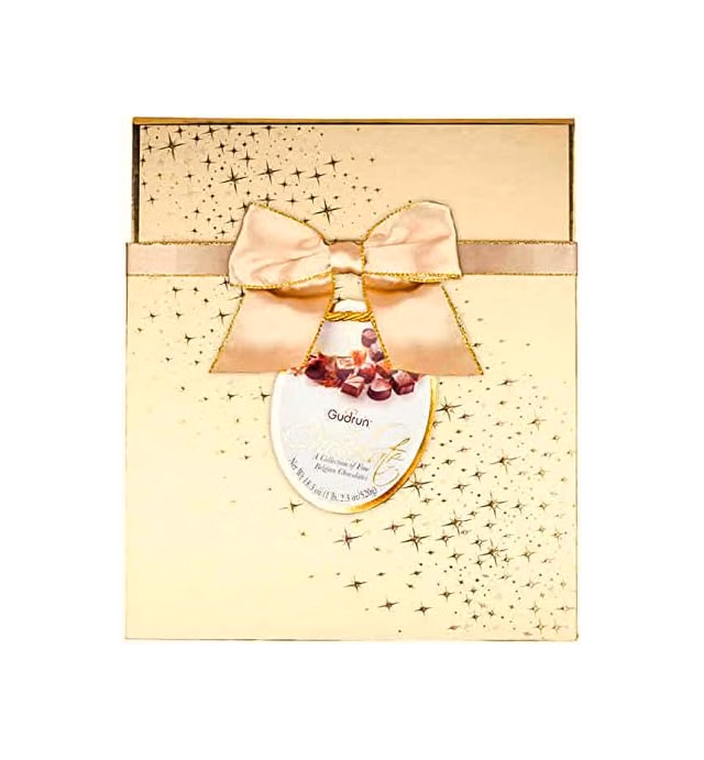 Gudrun Collection of Fine Belgian Premium Assorted Chocolates in Champagne Gift Box - 18.3 oz.