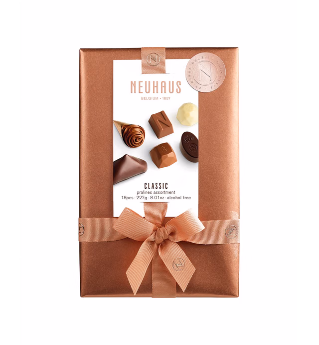 Neuhaus Belgian Chocolate Classic Ballotin 1/2 Lb Assorted Chocolates - 18 Pieces Assorted Milk, White & Dark Chocolate Pralines – Gift Box for Chocolate Lovers